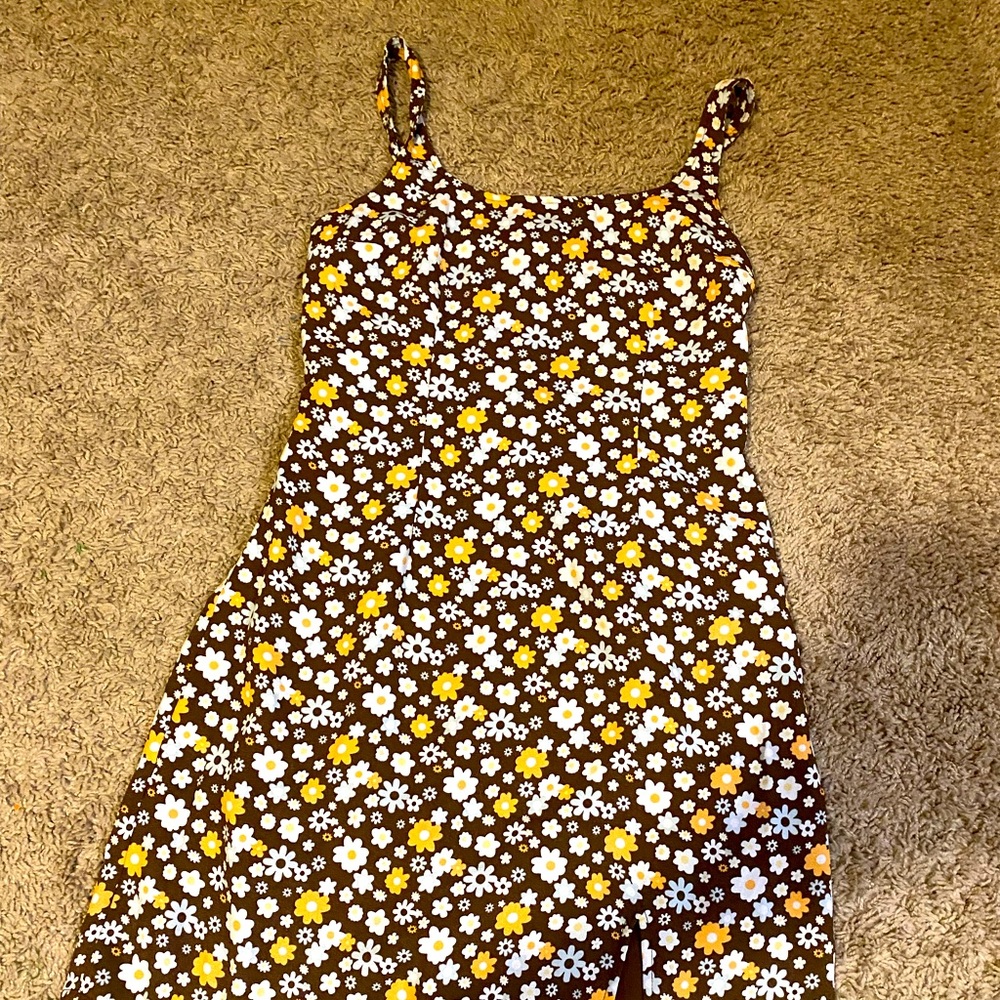Hollister Brown Sundress with Flowers Retro